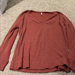 Long sleeve waffle top